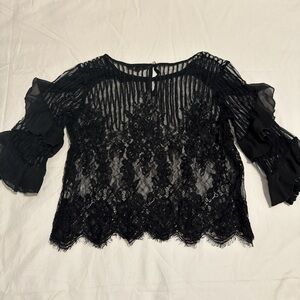Black Lace Long Sleeve Top
